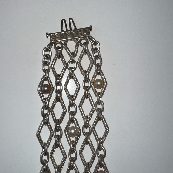 Beautiful Charles Krypell sterling silver and pearl bracelet with 14k accents. - Picture 5 of 6